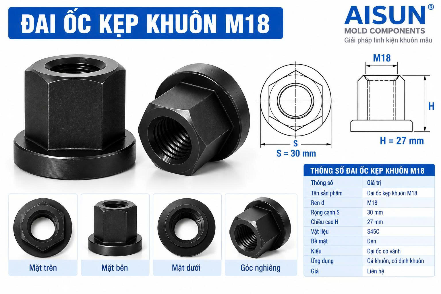 Đai Ốc Kẹp Khuôn M18