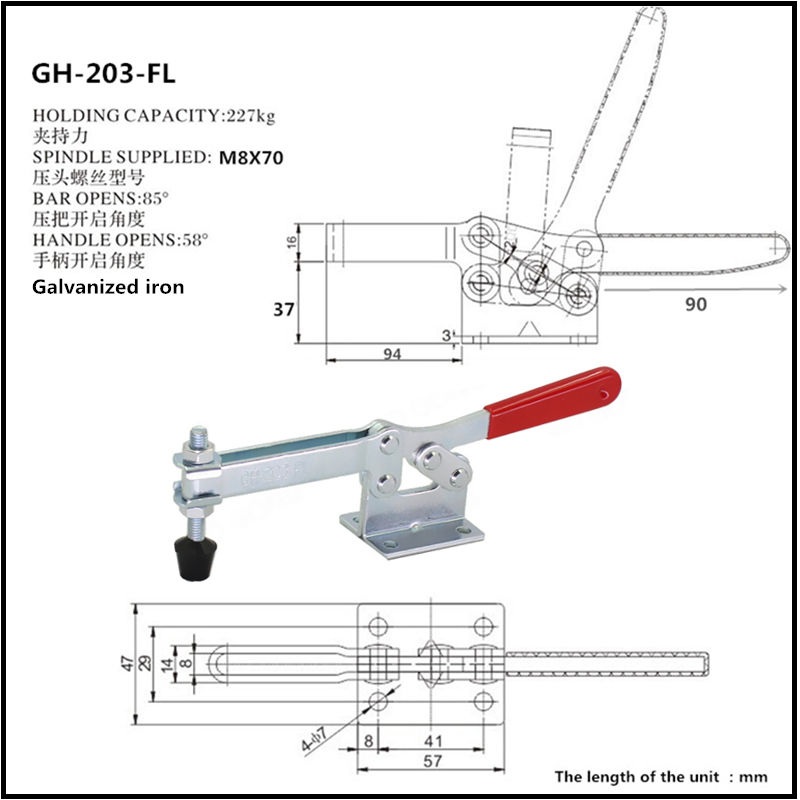 Cam kẹp GH-203-FL Horizontal Toggle Clamp