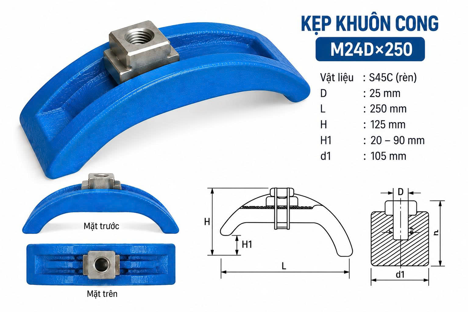 Kẹp Khuôn Cong M24D×250