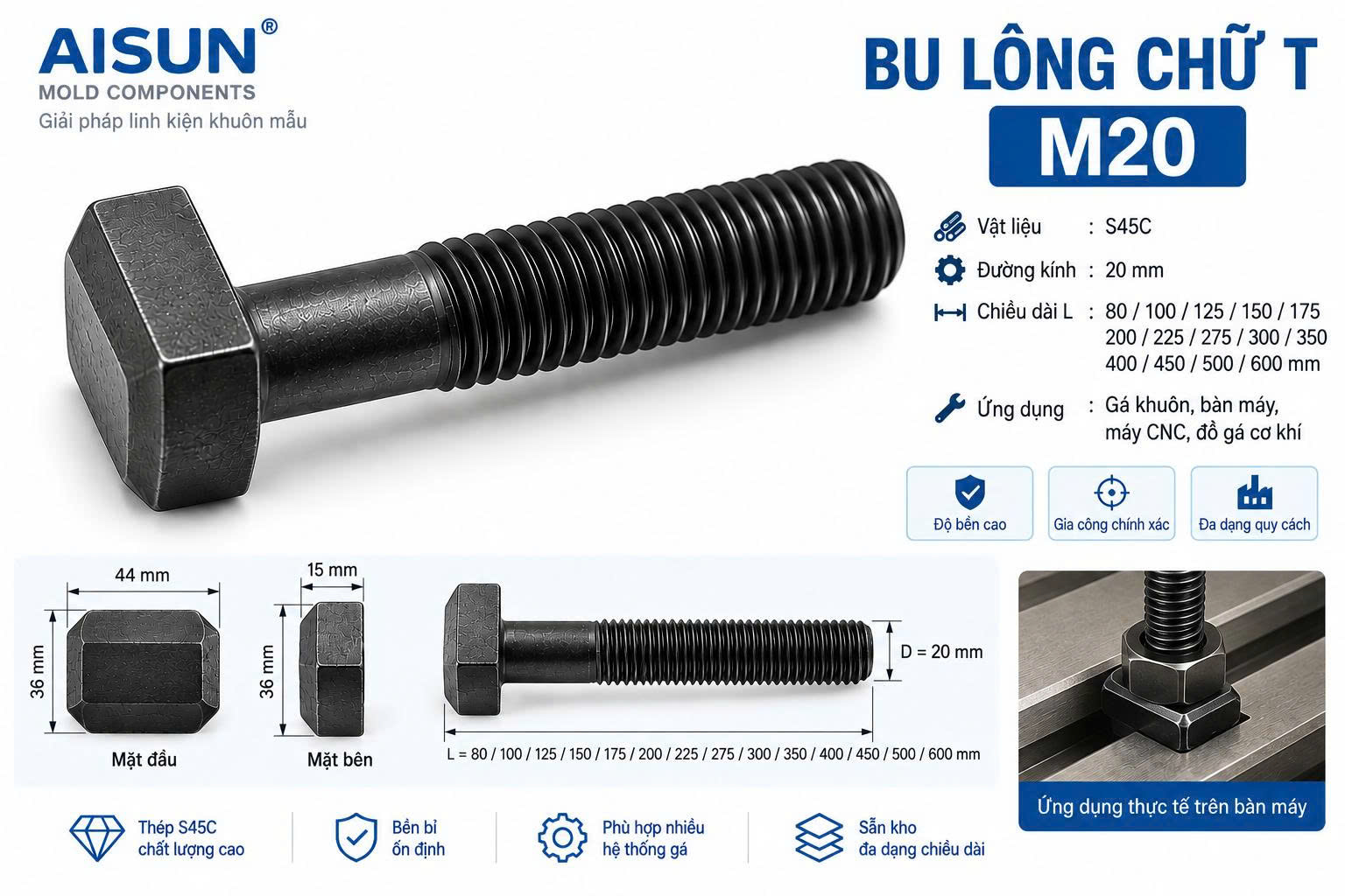 Bu Lông Chữ T M20