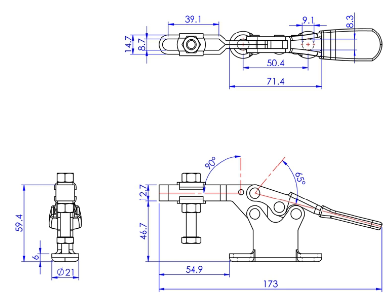Cam kẹp GH-225-DNB Horizontal Toggle Clamp