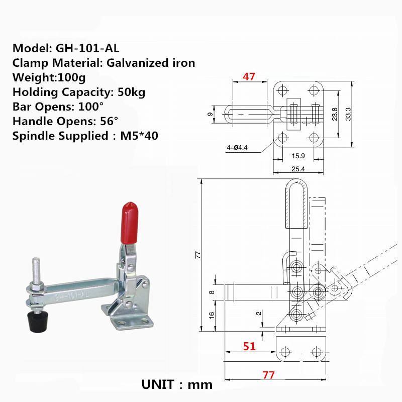 Cam kẹp GH-101-AL Vertical Toggle clamp