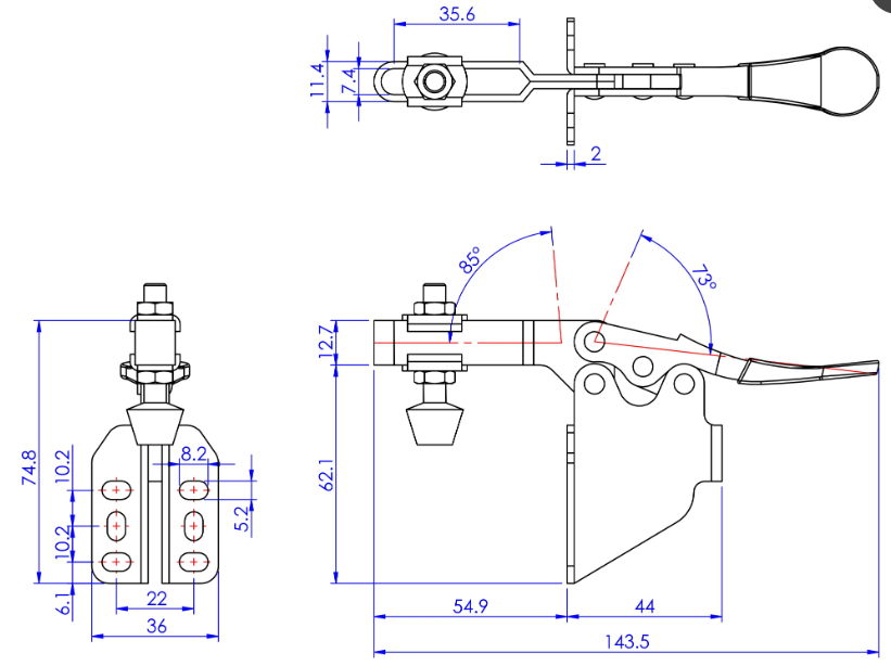 Cam kẹp GH-201-BSM Horizontal Toggle Clamp
