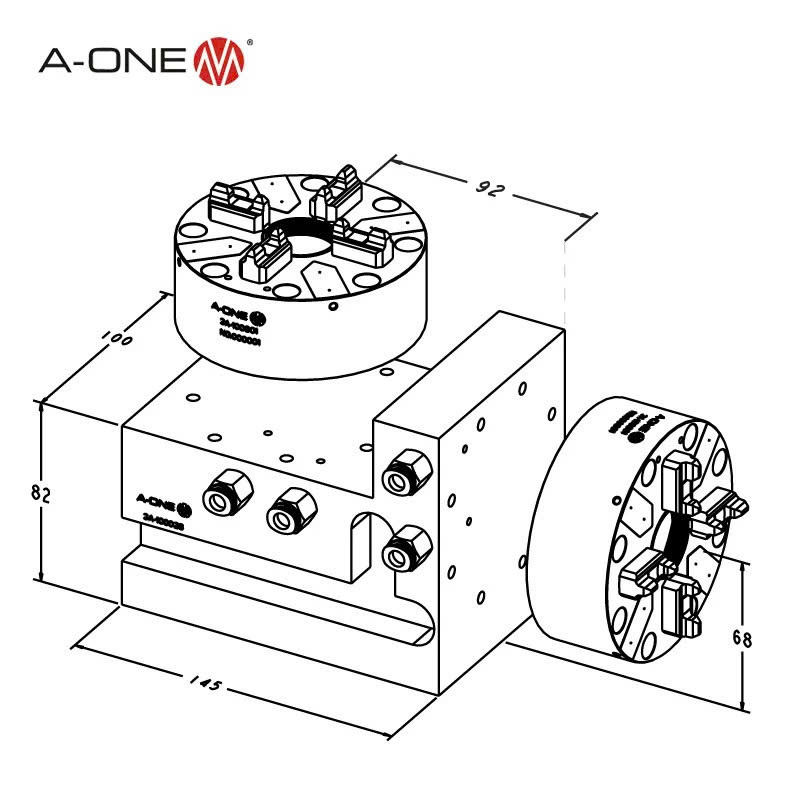 Khối gá vuông A-ONE 3A-100028 cho đầu kẹp nhanh | Square block for quick chuck
