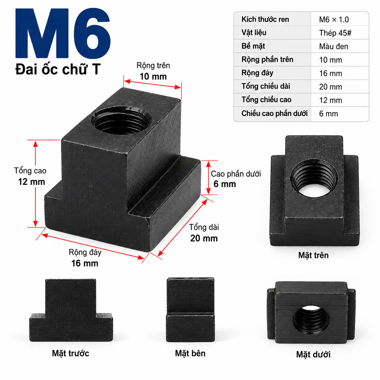 Đai Ốc chữ T M6