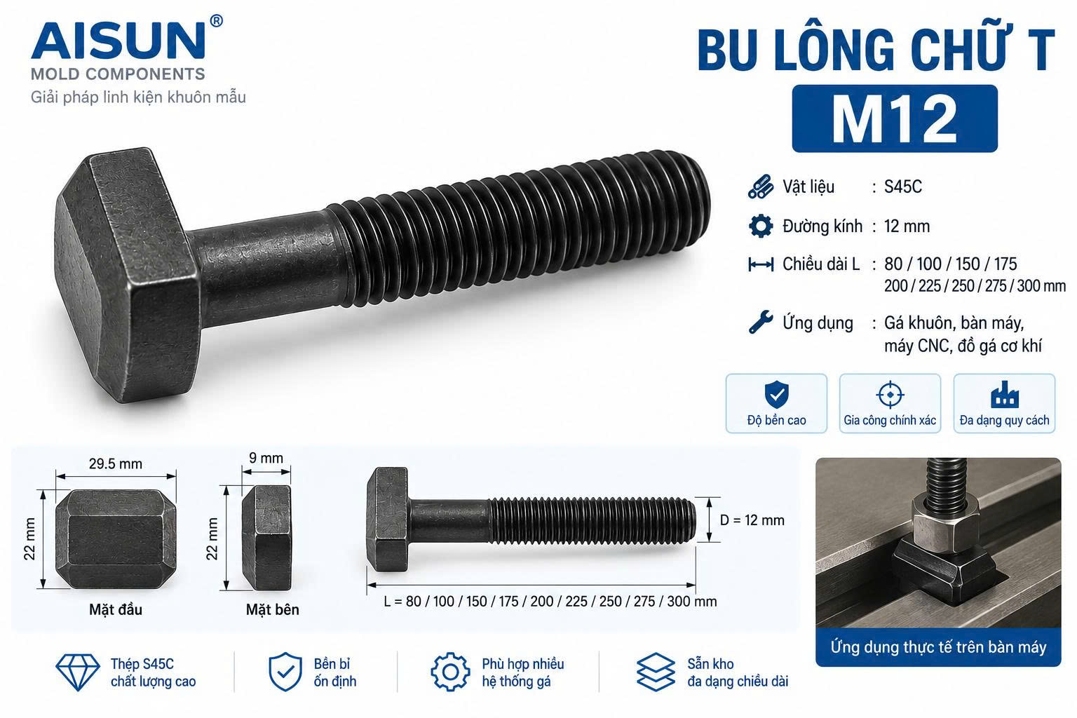 Bu Lông Chữ T M12