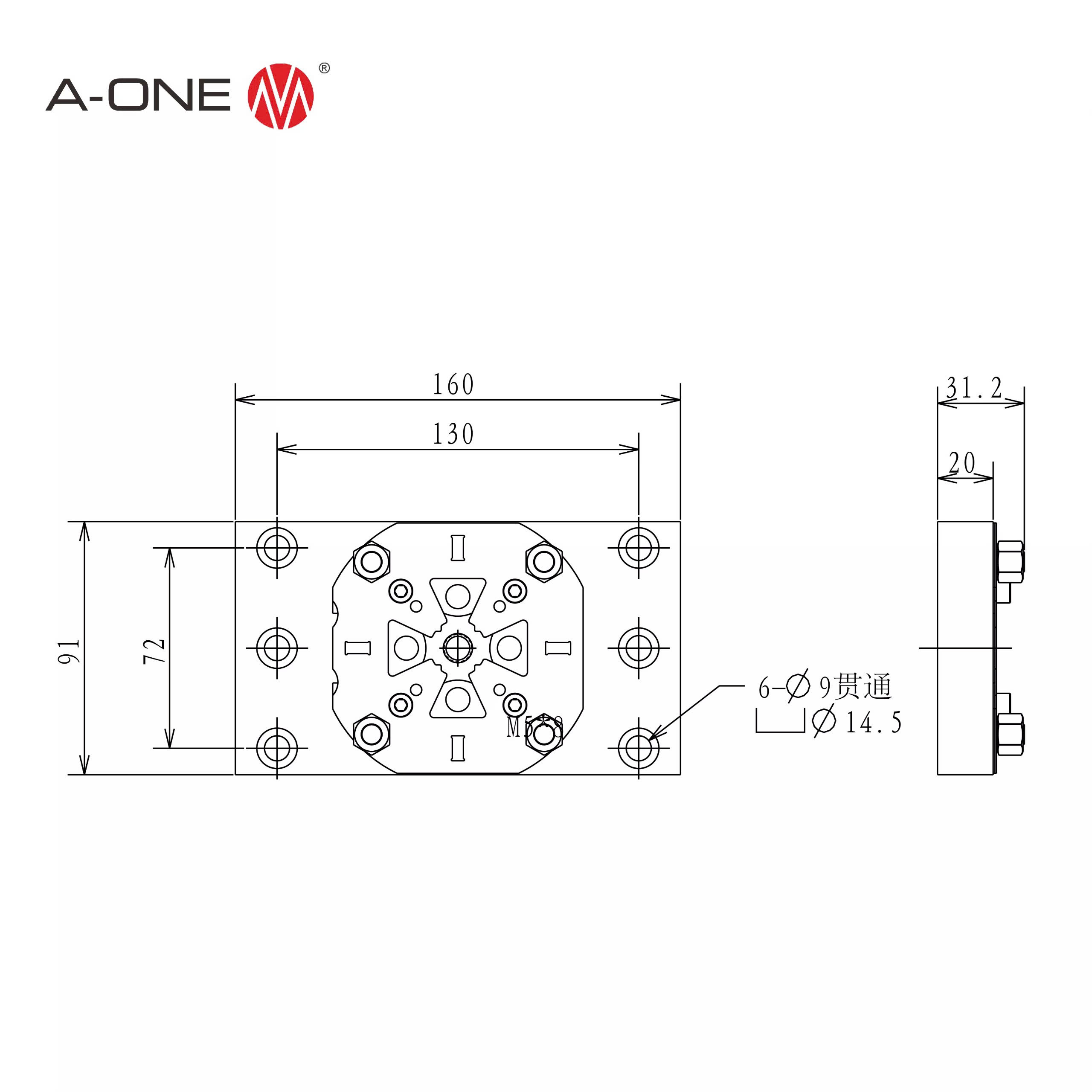 Đế gá phẳng thép A-ONE 3A-520131 | Steel flat holder