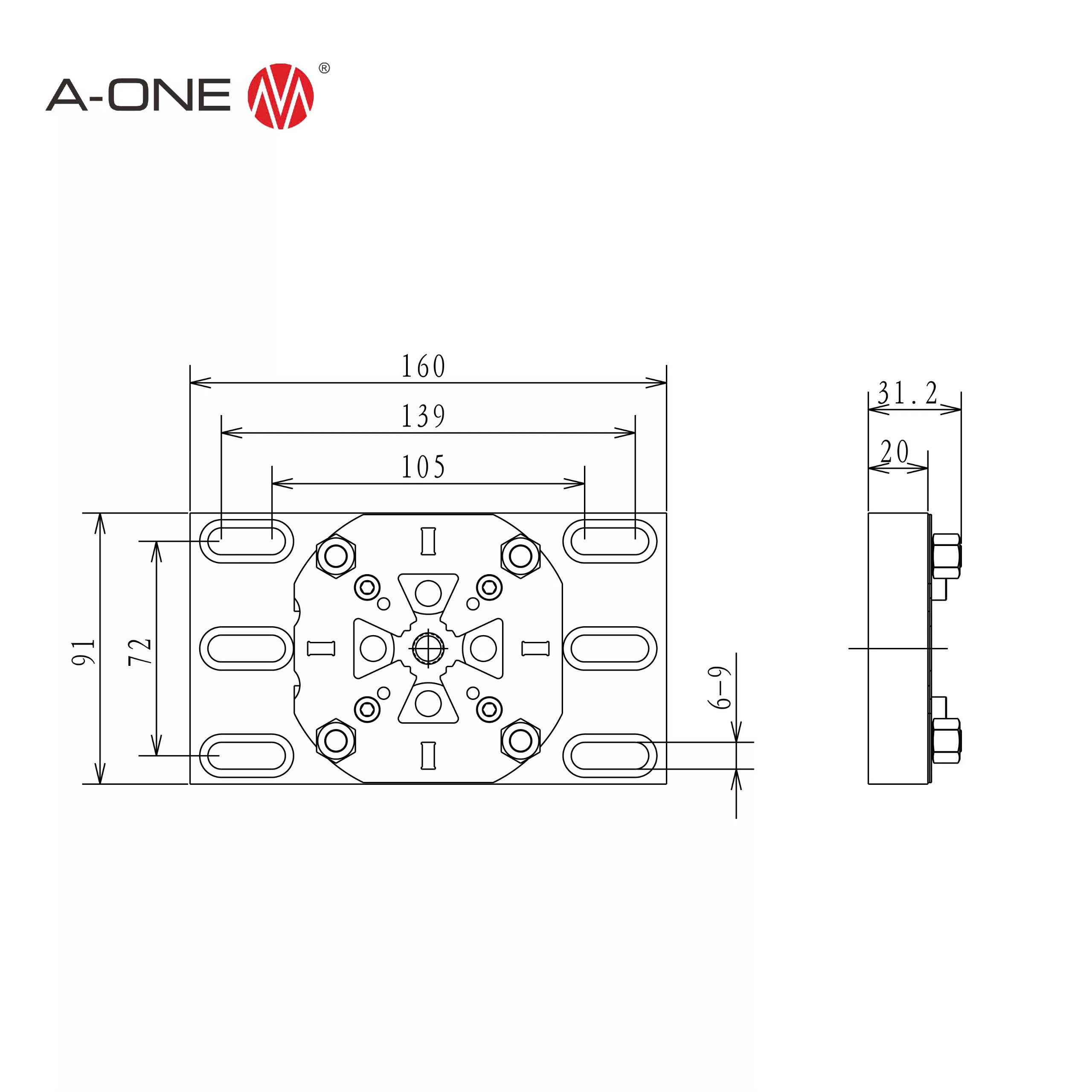 Đế gá phẳng thép A-ONE 3A-520132 | Steel flat holder