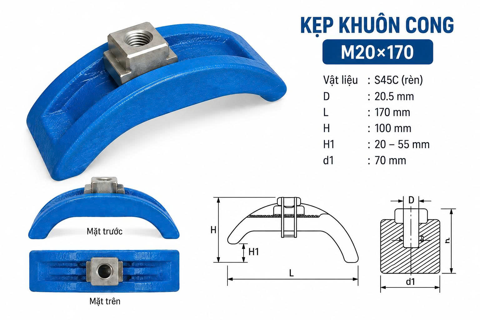 Kẹp Khuôn Cong M20×170