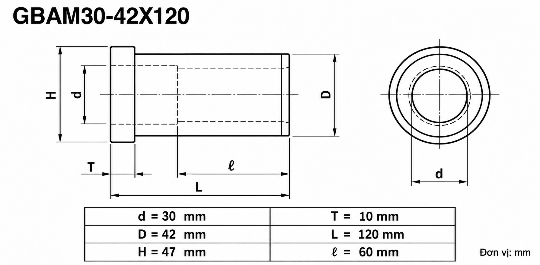 Bạc Vai Dẫn Hướng GBAM30-42X120