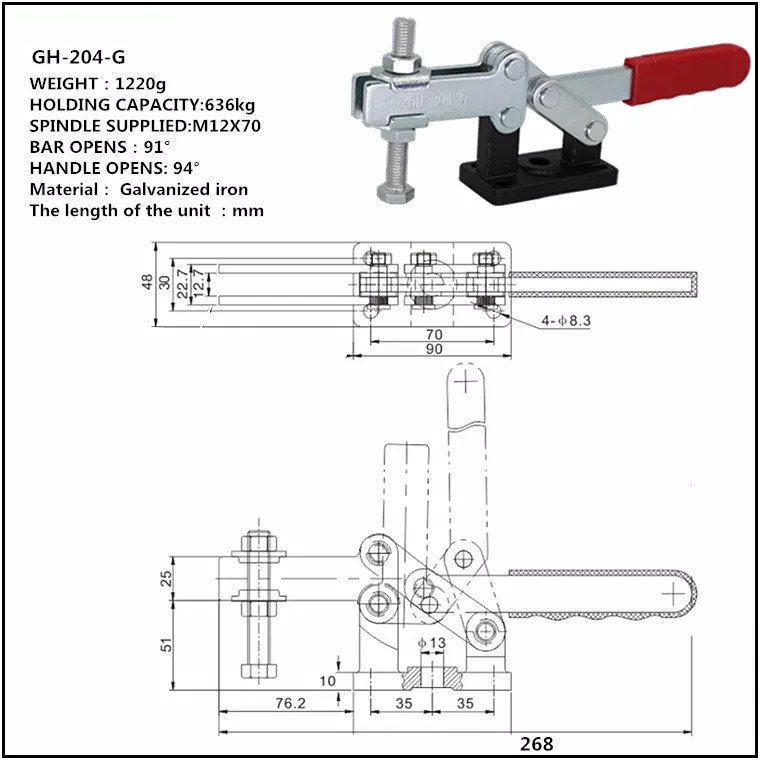 Cam kẹp GH-204-G Horizontal Toggle Clamp