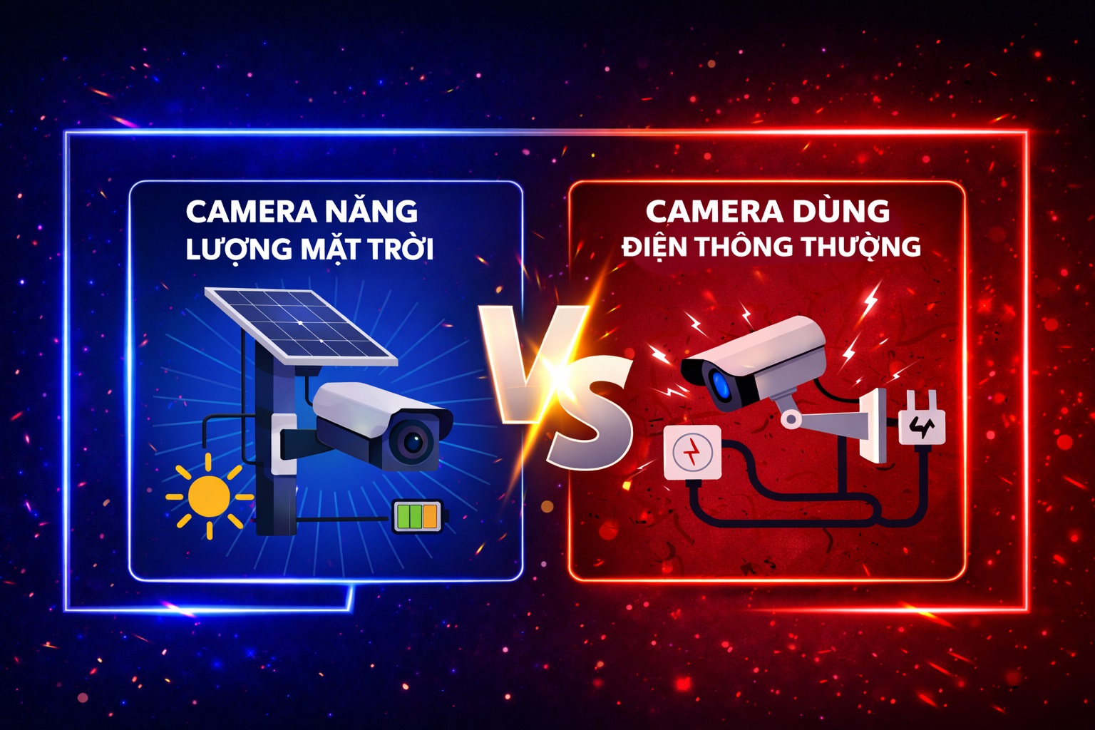 So sánh camera pin năng lượng mặt trời và camera dùng điện
