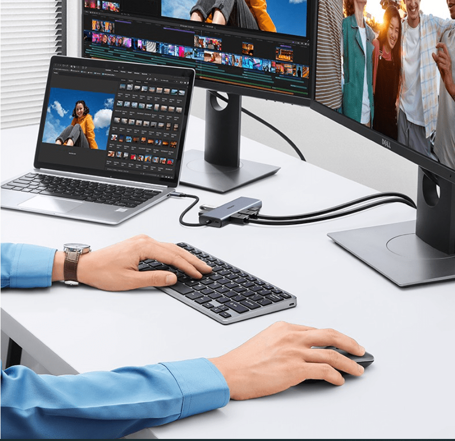 Bộ Chuyển Đổi Type-C Ugreen 90119 Ra 2 HDMI 4K 60Hz USB LAN PD | Phú Quốc