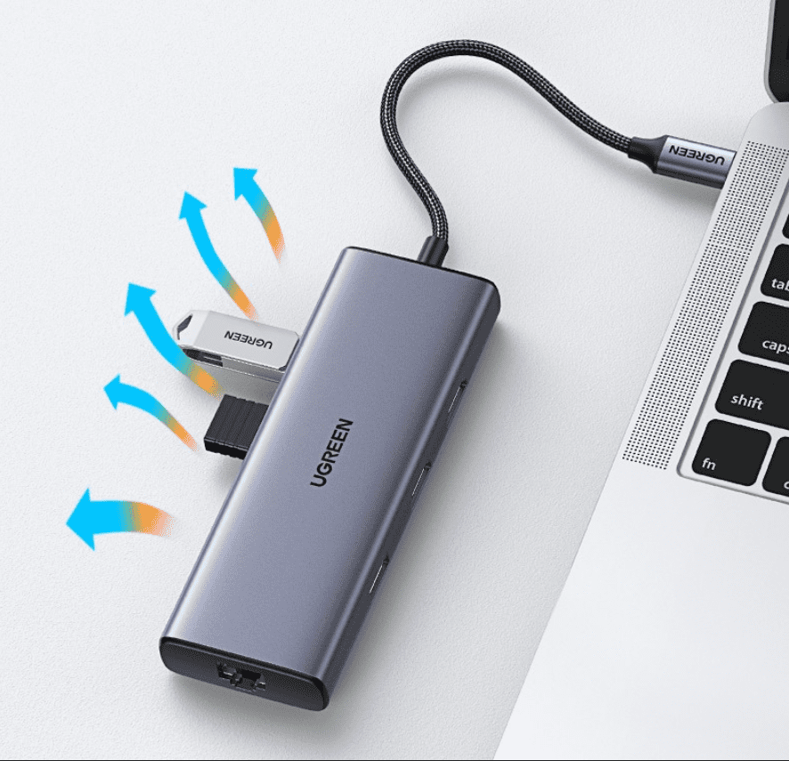 Bộ Chuyển Đổi Type-C Ugreen 90119 Ra 2 HDMI 4K 60Hz USB LAN PD | Phú Quốc