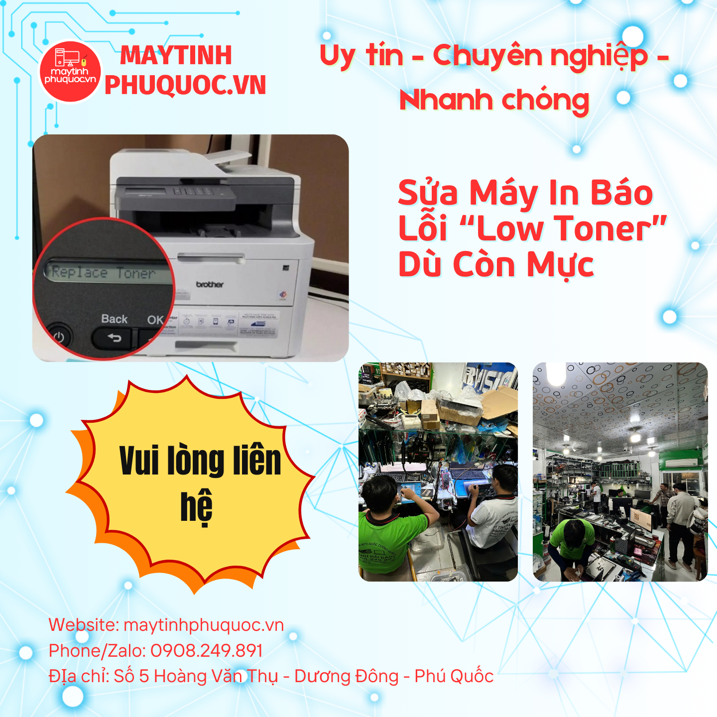 Máy In Báo Lỗi “Low Toner” Dù Hộp Mực Vẫn Còn – Dịch Vụ Sửa Chữa Phú Quốc | Máy Tính Phú Quốc | Vi Tính Hải Đăng