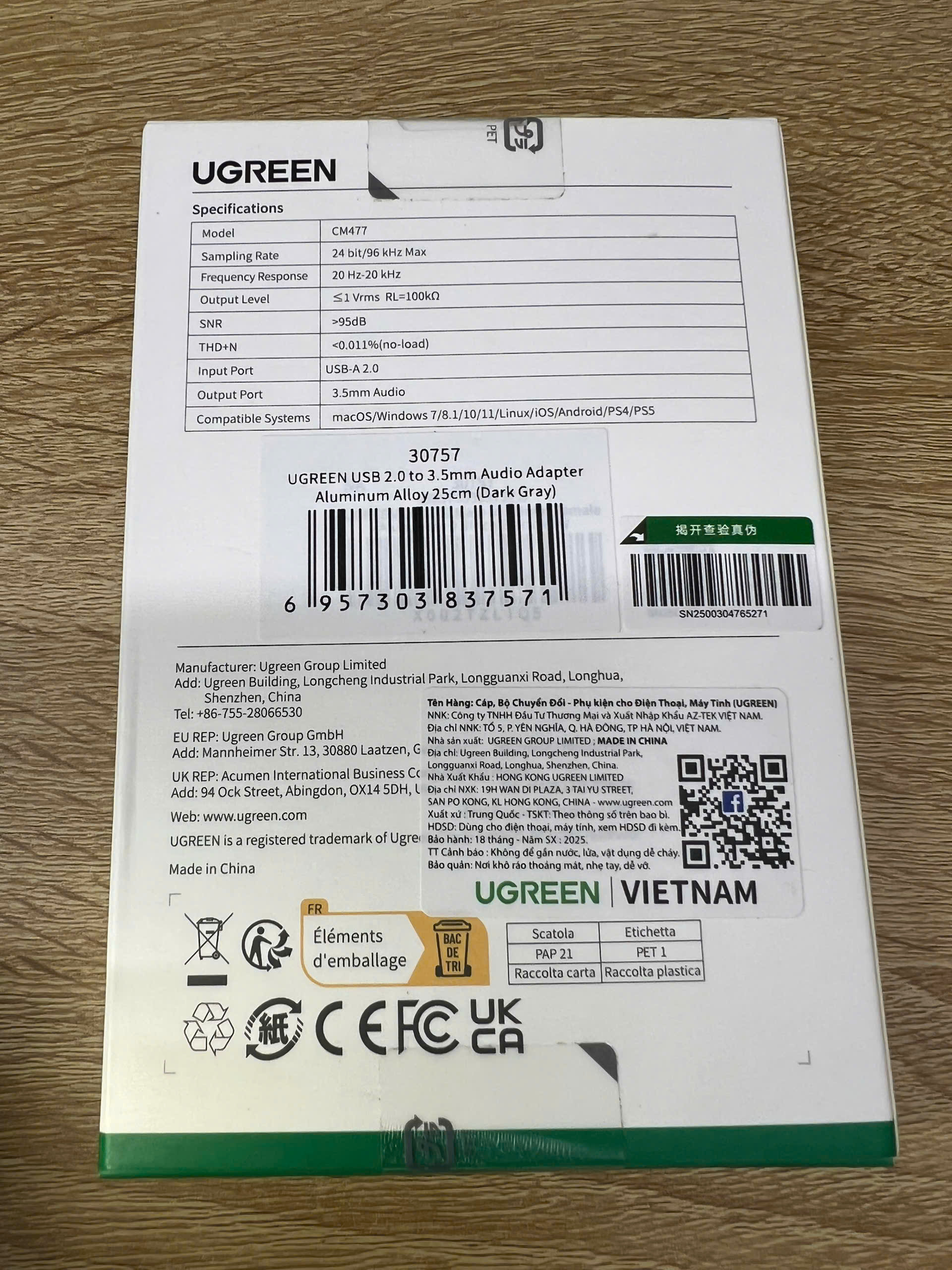 Cáp Chuyển USB 2.0 Sang 3.5mm UGREEN 30757 Mic + Loa | Phú Quốc