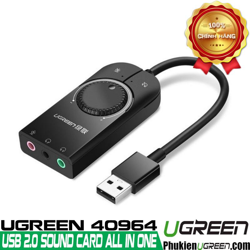 Bộ chuyển đổi âm thanh UGREEN CM129 – Chuyển từ USB sang 3 cổng 3.5mm – Chip SSS1629 DAC 48KHz/16bit