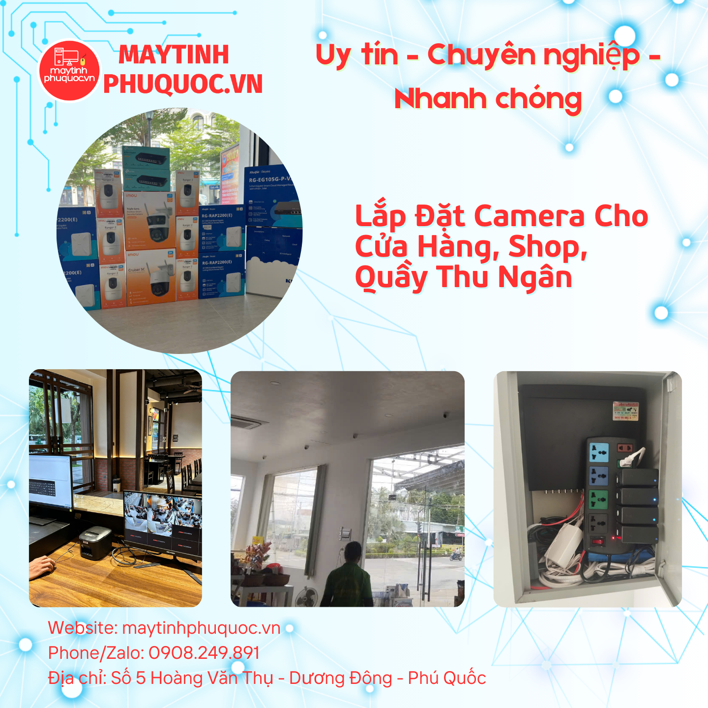 Thi Công – Lắp Đặt Camera Cho Cửa Hàng, Shop, Quầy Thu Ngân – Dịch Vụ Lắp Đặt Camera Phú Quốc | Máy Tính Phú Quốc | Vi Tính Hải Đăng