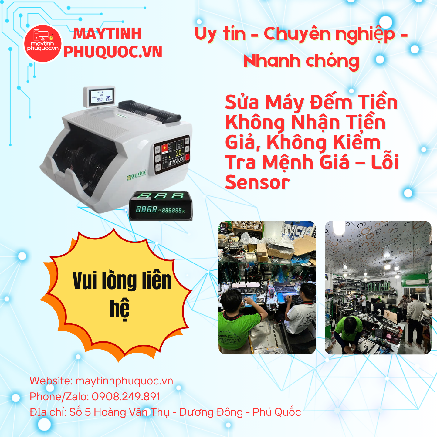 Sửa Máy Đếm Tiền Không Nhận Tiền Giả, Không Kiểm Tra Mệnh Giá – Lỗi Sensor – Dịch Vụ Sửa Chữa Phú Quốc | Máy Tính Phú Quốc | Vi Tính Hải Đăng