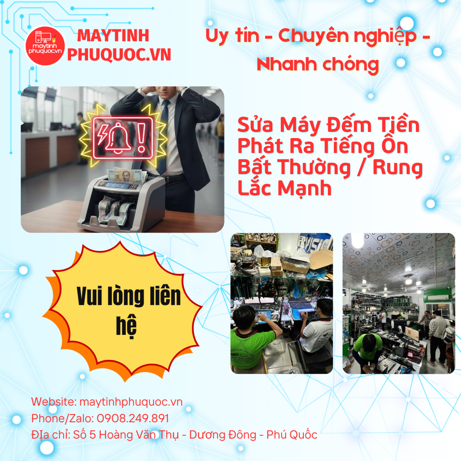 Sửa Máy Đếm Tiền Phát Ra Tiếng Ồn Bất Thường / Rung Lắc Mạnh – Dịch Vụ Sửa Chữa Phú Quốc | Máy Tính Phú Quốc | Vi Tính Hải Đăng