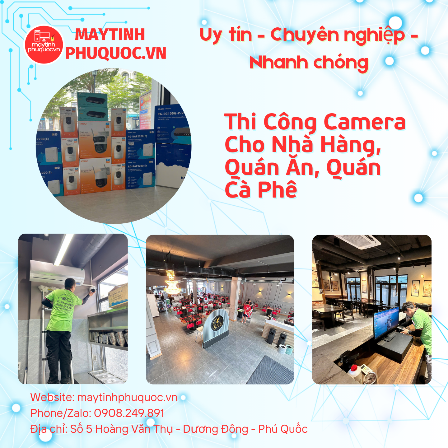 Thi Công – Lắp Đặt Camera Cho Nhà Hàng, Quán Ăn, Quán Cà Phê – Dịch Vụ Lắp Đặt Camera Phú Quốc | Máy Tính Phú Quốc | Vi Tính Hải Đăng