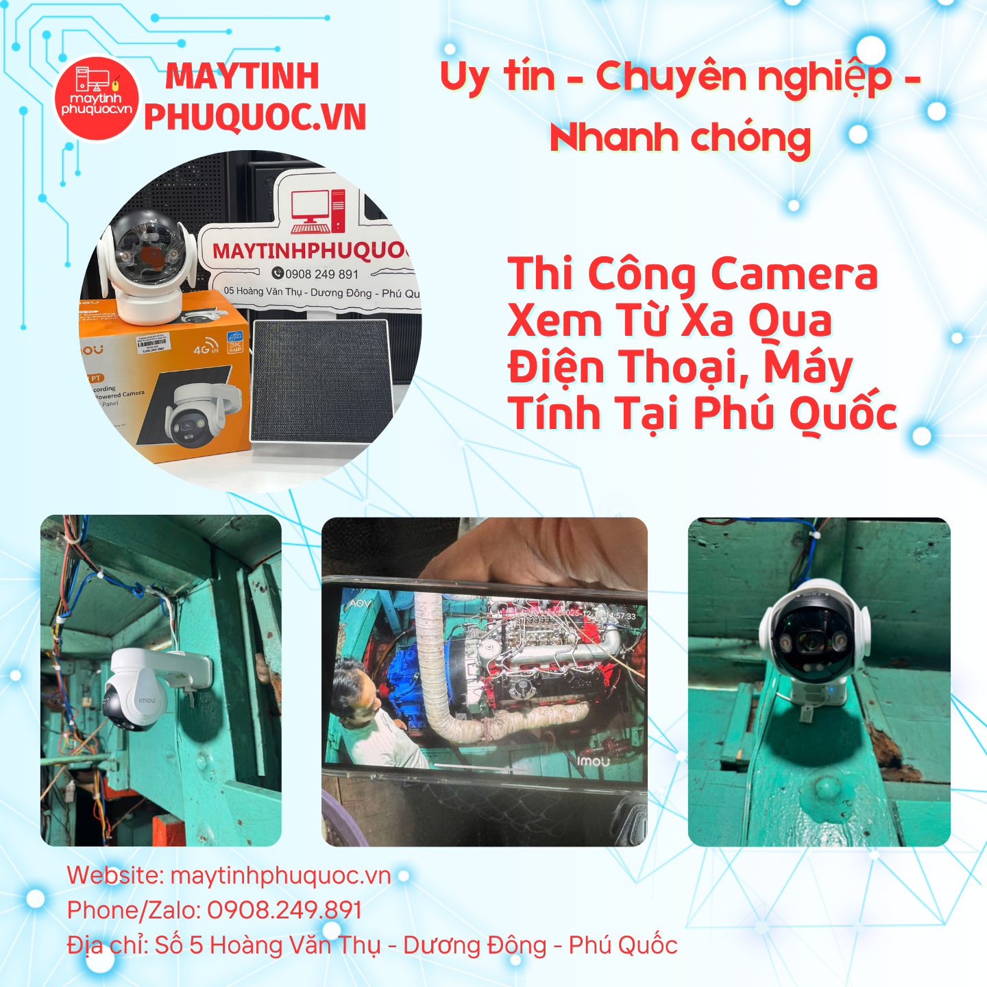 Thi Công Camera Xem Từ Xa Qua Điện Thoại, Máy Tính Tại Phú Quốc – Dịch Vụ Lắp Đặt Camera Phú Quốc | Máy Tính Phú Quốc | Vi Tính Hải Đăng