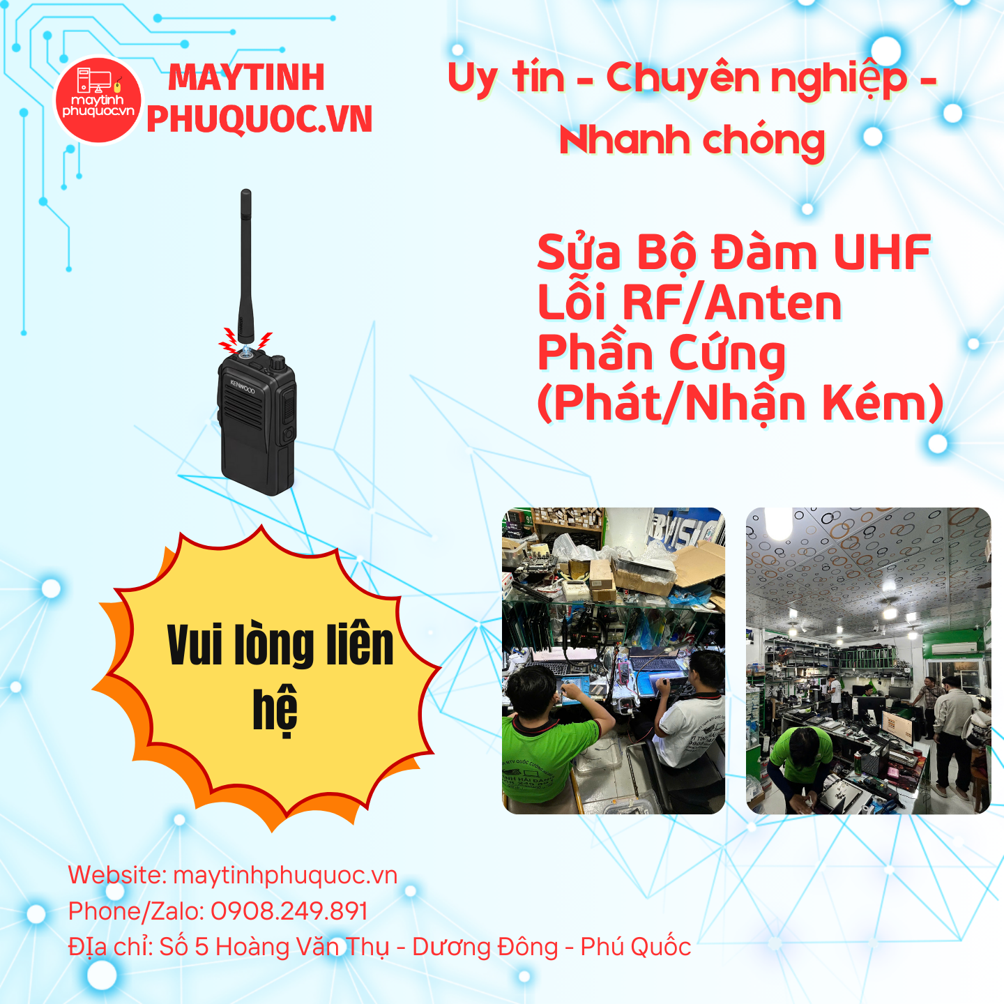 Sửa Bộ Đàm UHF Lỗi RF/Anten Phần Cứng (Đầu nối anten - Phát/Nhận Kém)  – Dịch Vụ Sửa Chữa Phú Quốc | Máy Tính Phú Quốc | Vi Tính Hải Đăng