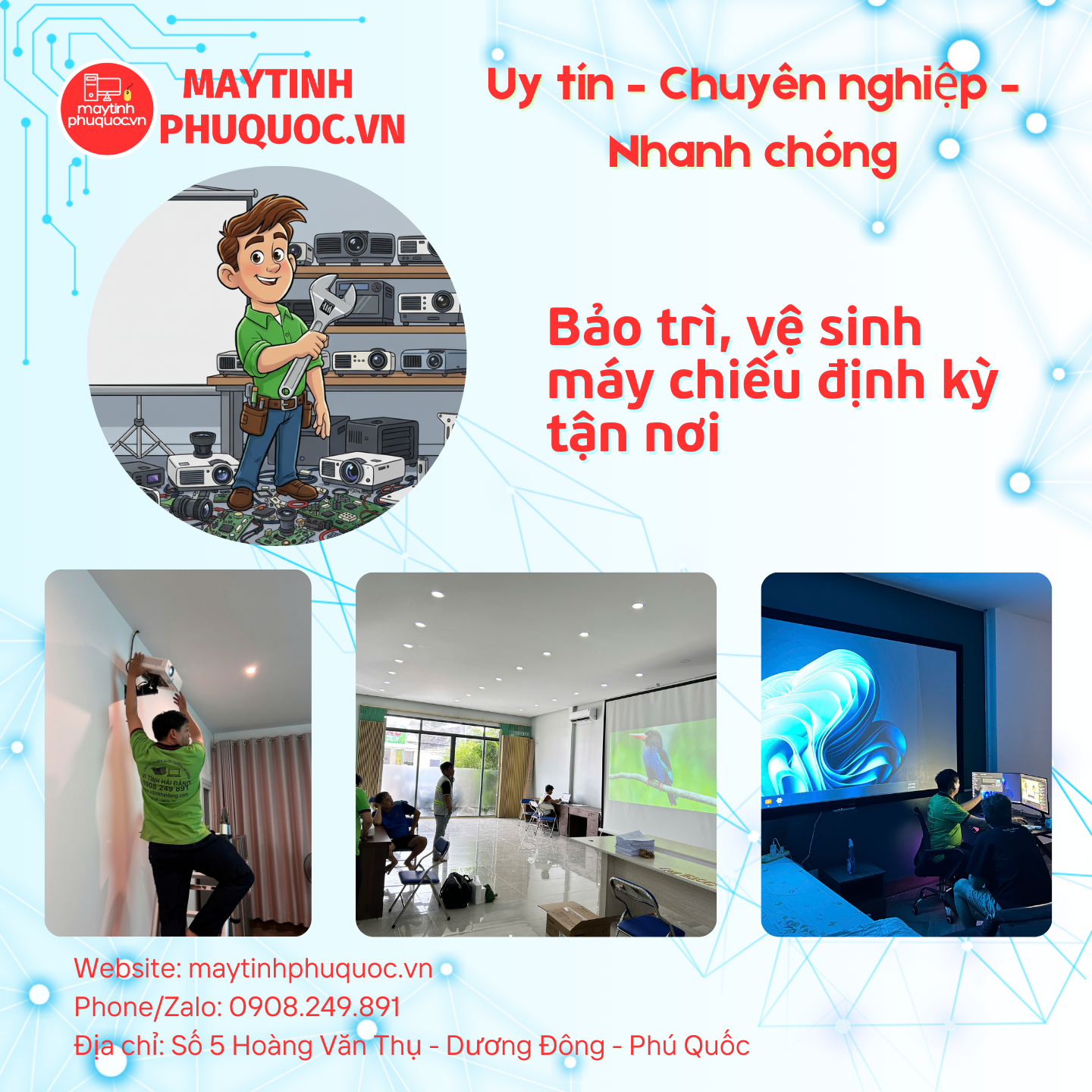 Bảo trì, vệ sinh máy chiếu định kỳ tận nơi – Dịch Vụ Sửa Giao Nhận Tận Nơi Phú Quốc | Máy Tính Phú Quốc | Vi Tính Hải Đăng
