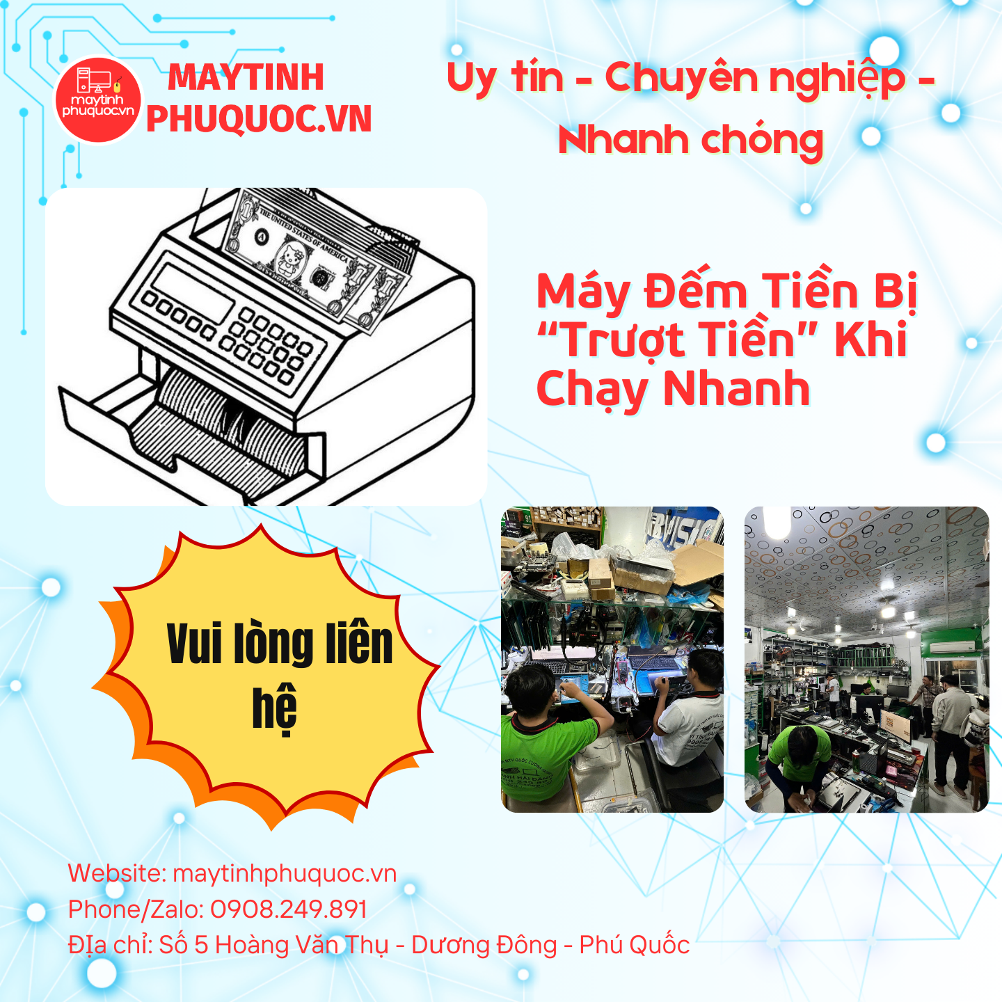 Máy Đếm Tiền Bị “Trượt Tiền” Khi Chạy Nhanh – Dịch Vụ Sửa Chữa Phú Quốc | Máy Tính Phú Quốc | Vi Tính Hải Đăng