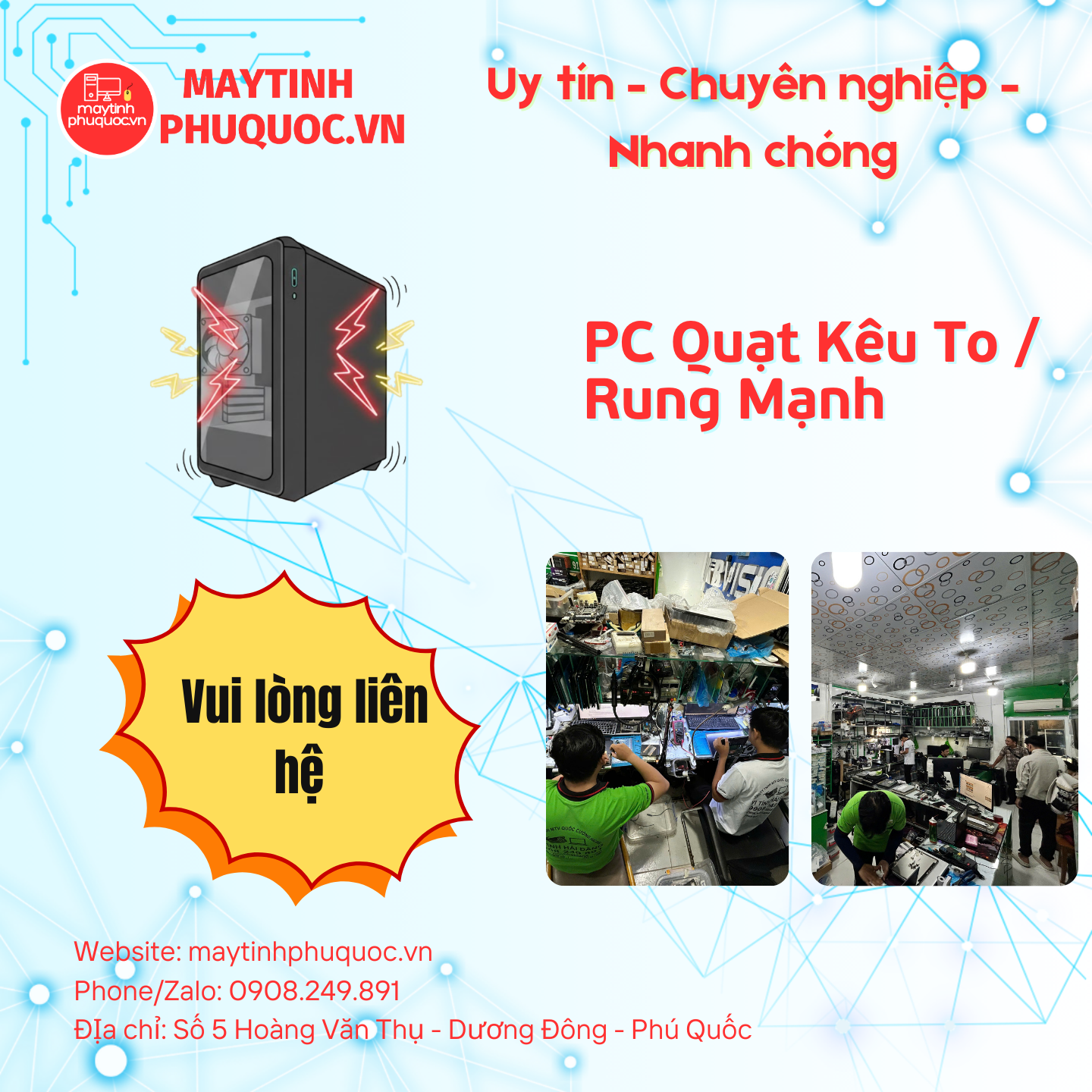 PC Quạt Kêu To / Rung Mạnh – Dịch Vụ Sửa Chữa Phú Quốc | Máy Tính Phú Quốc | Vi Tính Hải Đăng