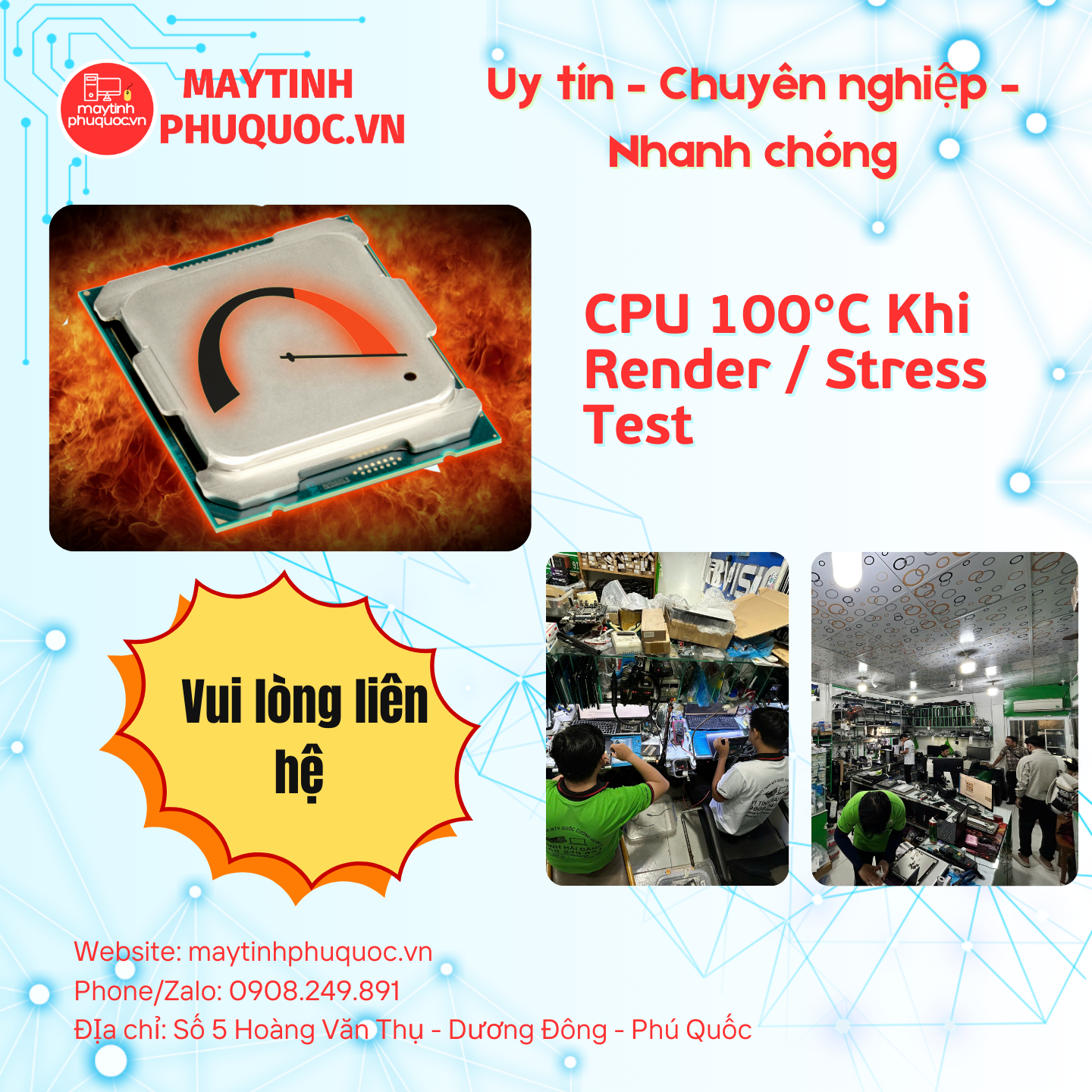 CPU 100°C Khi Render / Stress Test – Dịch Vụ Sửa Chữa Phú Quốc | Máy Tính Phú Quốc | Vi Tính Hải Đăng