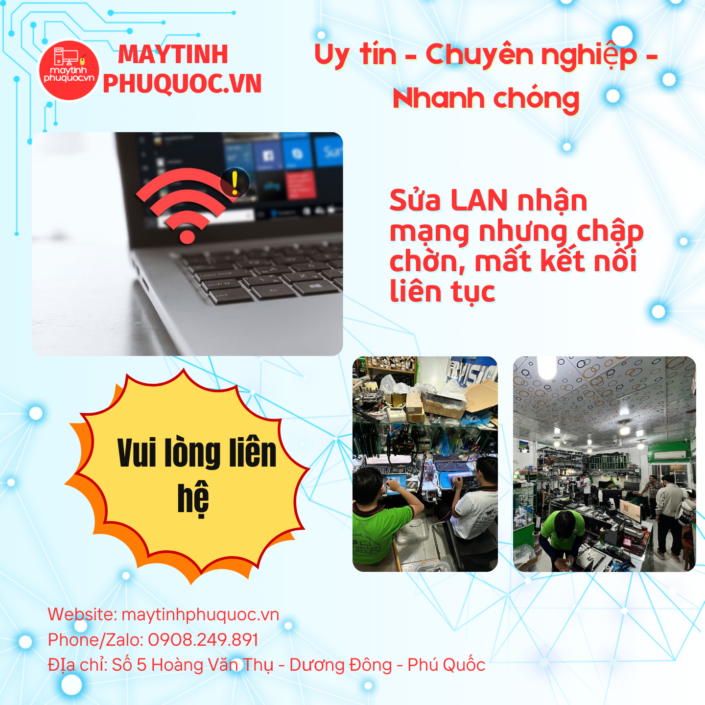 Sửa LAN nhận mạng nhưng chập chờn, mất kết nối liên tục - Dịch Vụ Sửa Chữa Laptop Phú Quốc | Máy Tính Phú Quốc | Vi Tính Hải Đăng