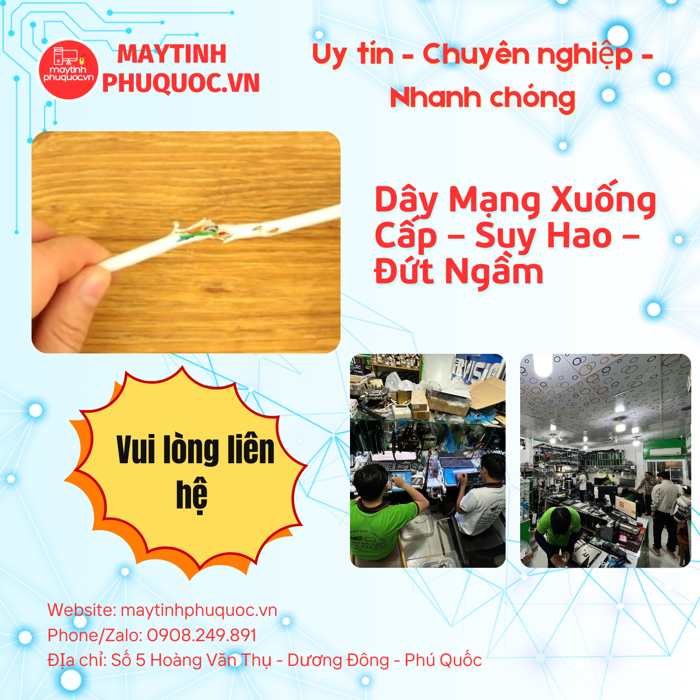 Dây Mạng Xuống Cấp – Suy Hao – Đứt Ngầm – Dịch Vụ Sửa Chữa Phú Quốc | Máy Tính Phú Quốc | Vi Tính Hải Đăng