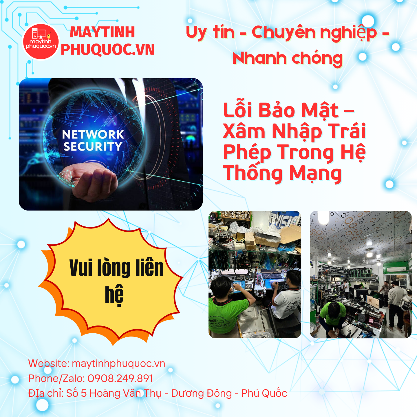 Lỗi Bảo Mật – Xâm Nhập Trái Phép Trong Hệ Thống Mạng – Dịch Vụ Sửa Chữa Phú Quốc | Máy Tính Phú Quốc | Vi Tính Hải Đăng