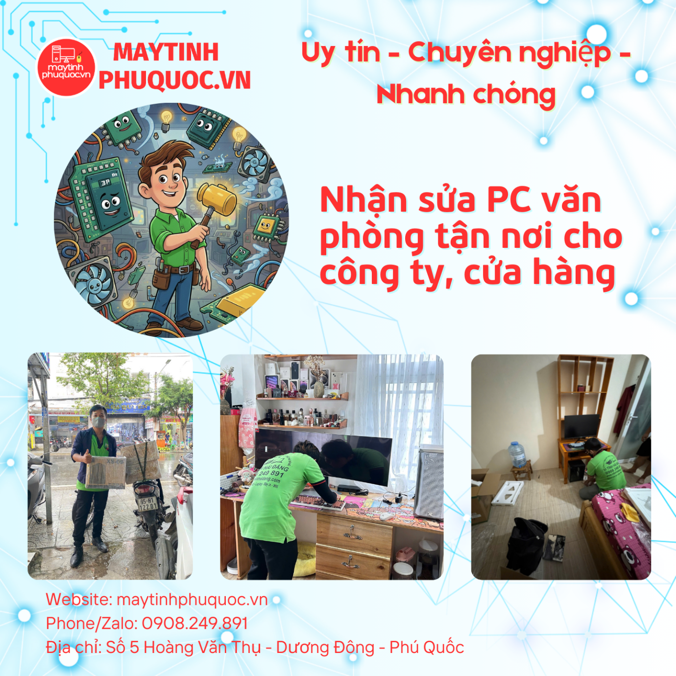 Nhận sửa PC văn phòng tận nơi cho công ty, cửa hàng – Dịch Vụ Sửa Giao Nhận Tận Nơi Phú Quốc | Máy Tính Phú Quốc | Vi Tính Hải Đăng