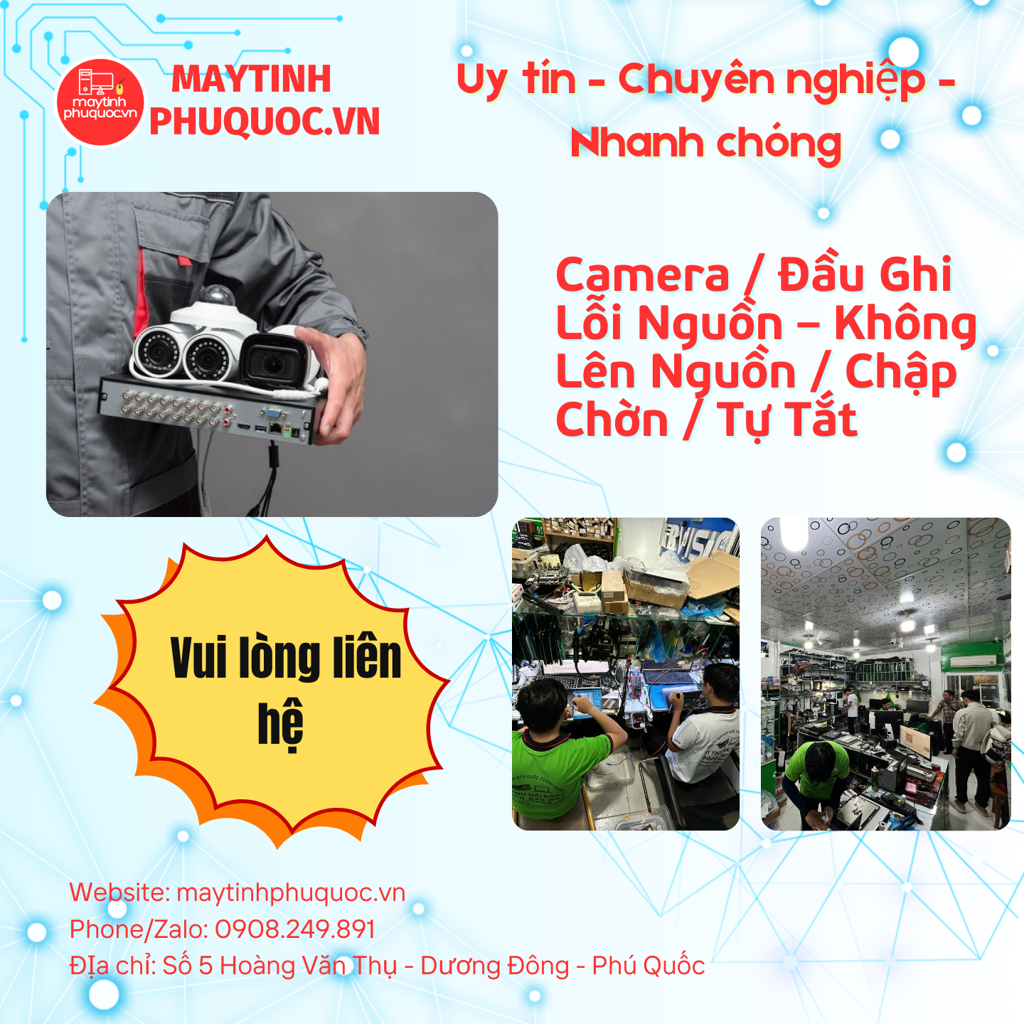 Camera / Đầu Ghi Lỗi Nguồn – Không Lên Nguồn / Chập Chờn / Tự Tắt – Dịch Vụ Sửa Chữa Phú Quốc | Máy Tính Phú Quốc | Vi Tính Hải Đăng