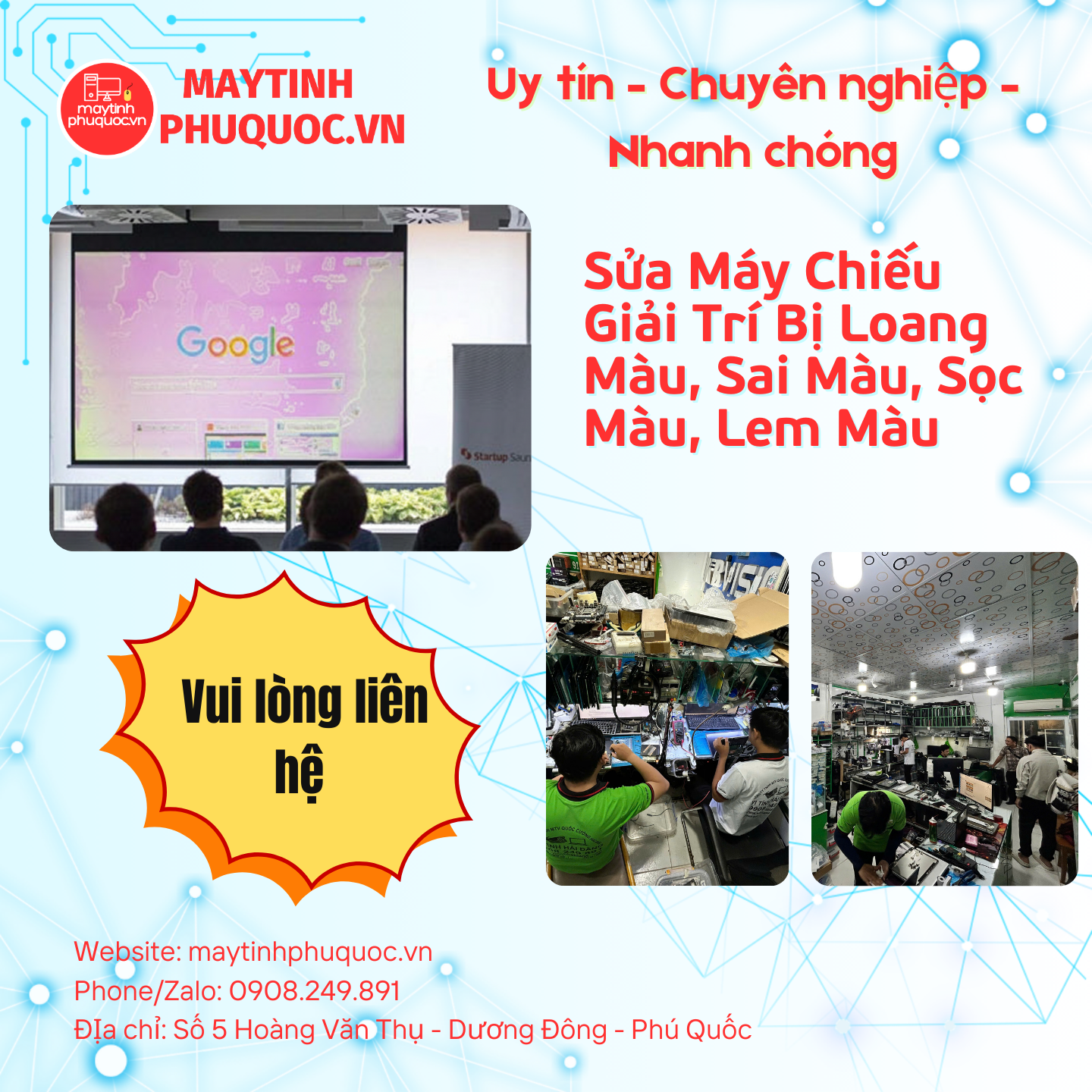 Máy Chiếu Giải Trí Bị Loang Màu, Sai Màu, Sọc Màu, Lem Màu – Dịch Vụ Sửa Chữa Phú Quốc | Máy Tính Phú Quốc | Vi Tính Hải Đăng