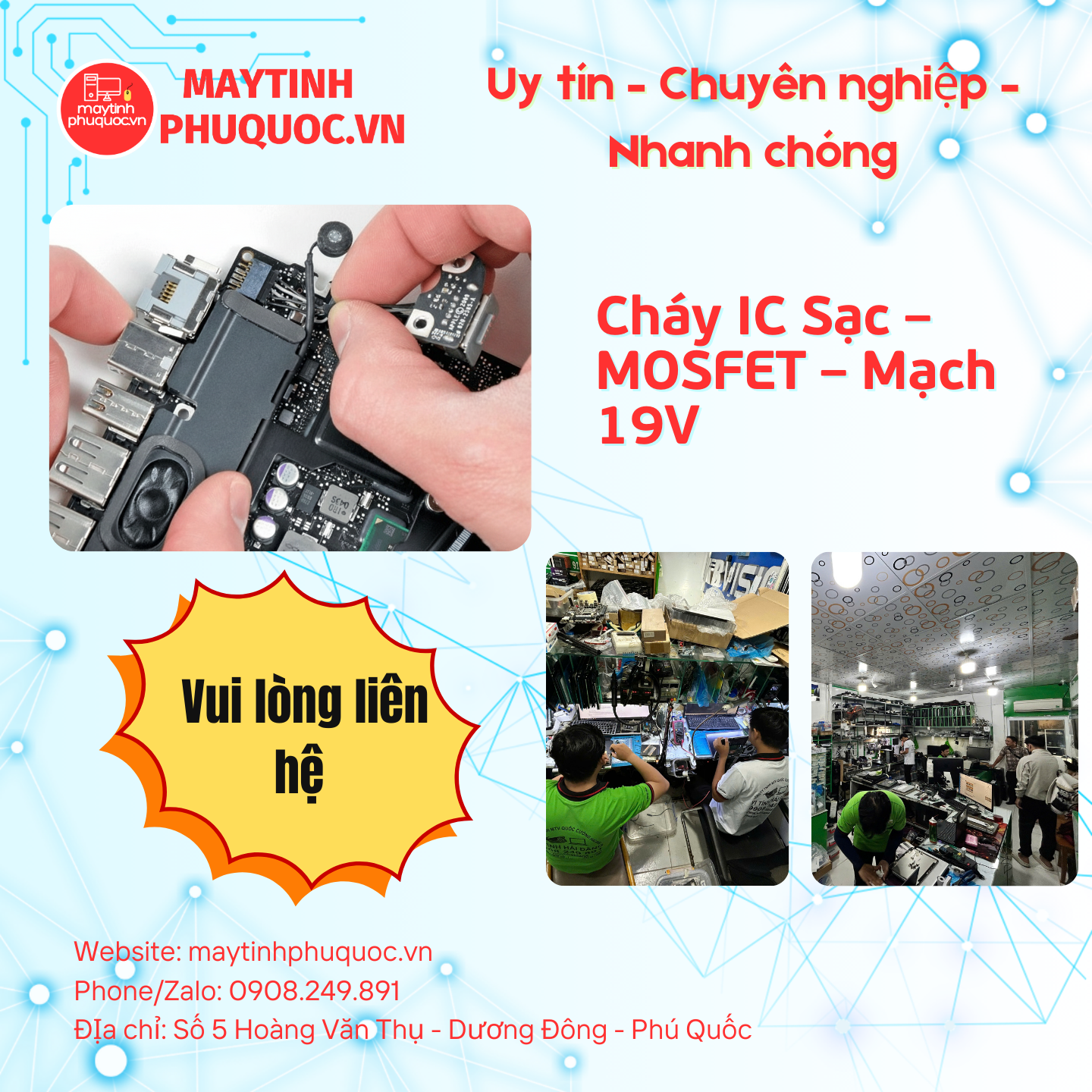 Cháy IC Sạc – MOSFET – Mạch  – Dịch Vụ Sửa Chữa Phú Quốc | Máy Tính Phú Quốc | Vi Tính Hải Đăng