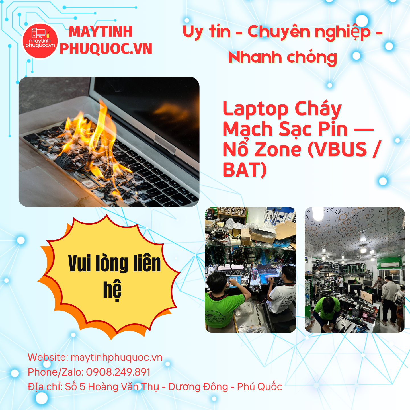 Cháy Mạch Sạc Pin — Nổ Zone (VBUS / BAT) – Dịch Vụ Sửa Chữa Phú Quốc | Máy Tính Phú Quốc | Vi Tính Hải Đăng