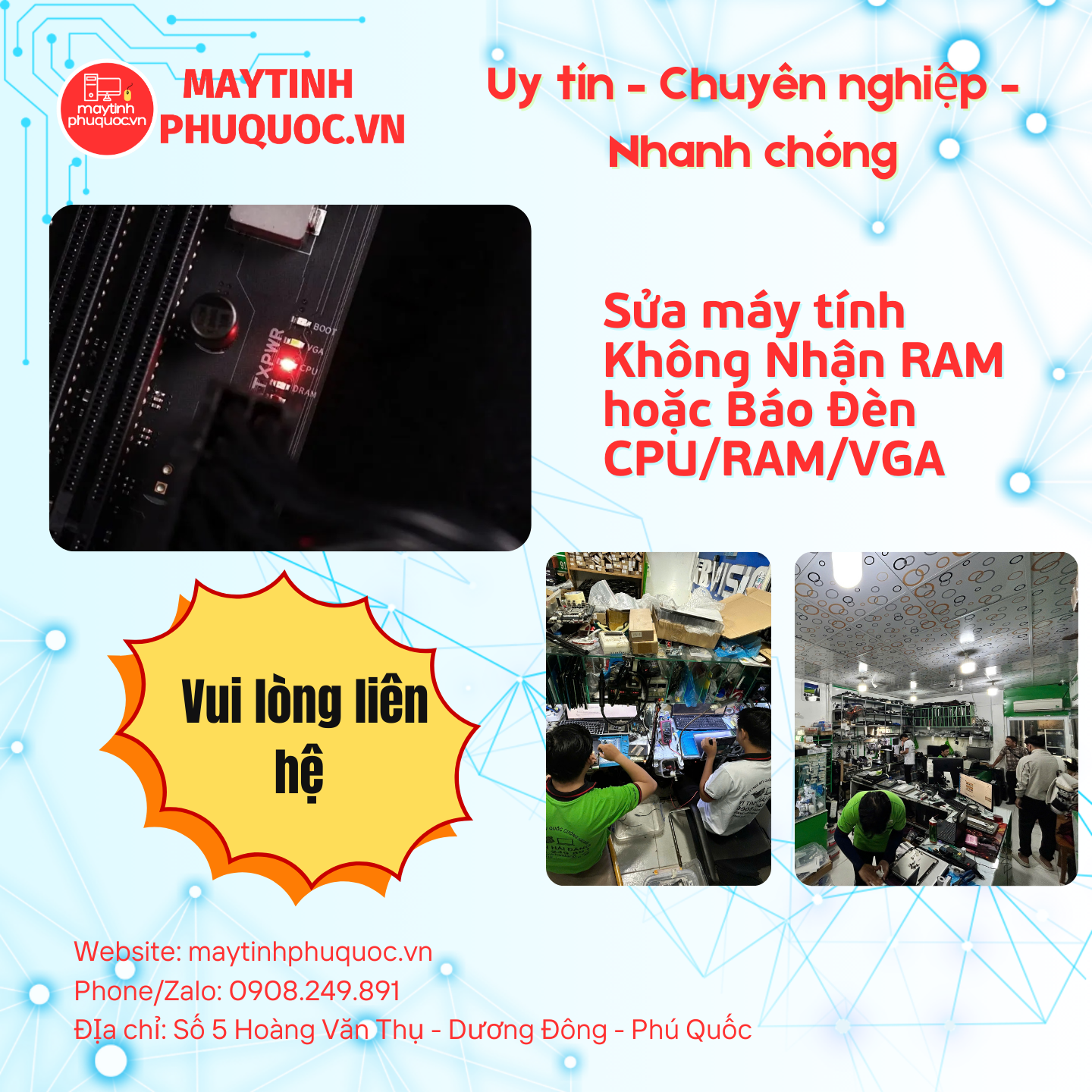 Sửa Không Nhận RAM hoặc Báo Đèn CPU/RAM/ – Dịch Vụ Sửa Chữa PC Phú Quốc | Máy Tính Phú Quốc | Vi Tính Hải Đăng