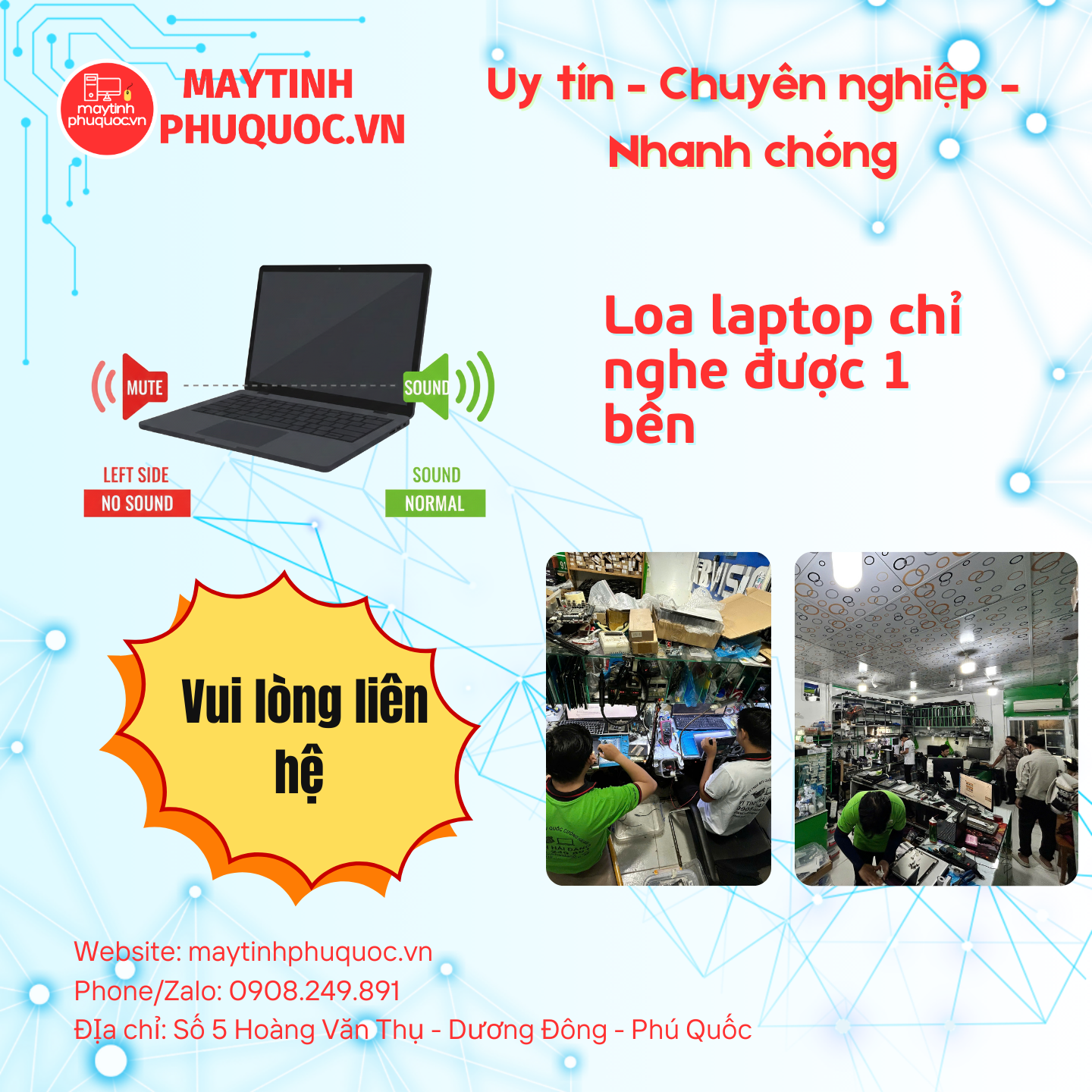 Loa laptop chỉ nghe 1 bên - Dịch Vụ Sửa Chữa Laptop Phú Quốc | Máy Tính Phú Quốc | Vi Tính Hải Đăng