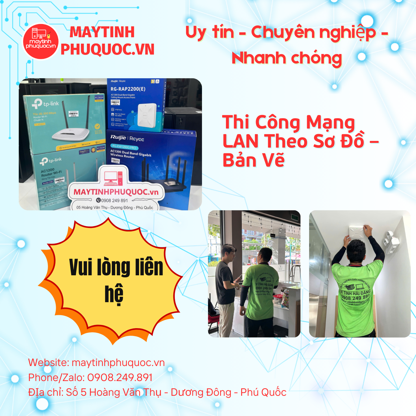 Thi Công Mạng LAN Theo Sơ Đồ – Bản Vẽ – Dịch Vụ Thi Công Lắp Đặt Phú Quốc | Máy Tính Phú Quốc | Vi Tính Hải Đăng