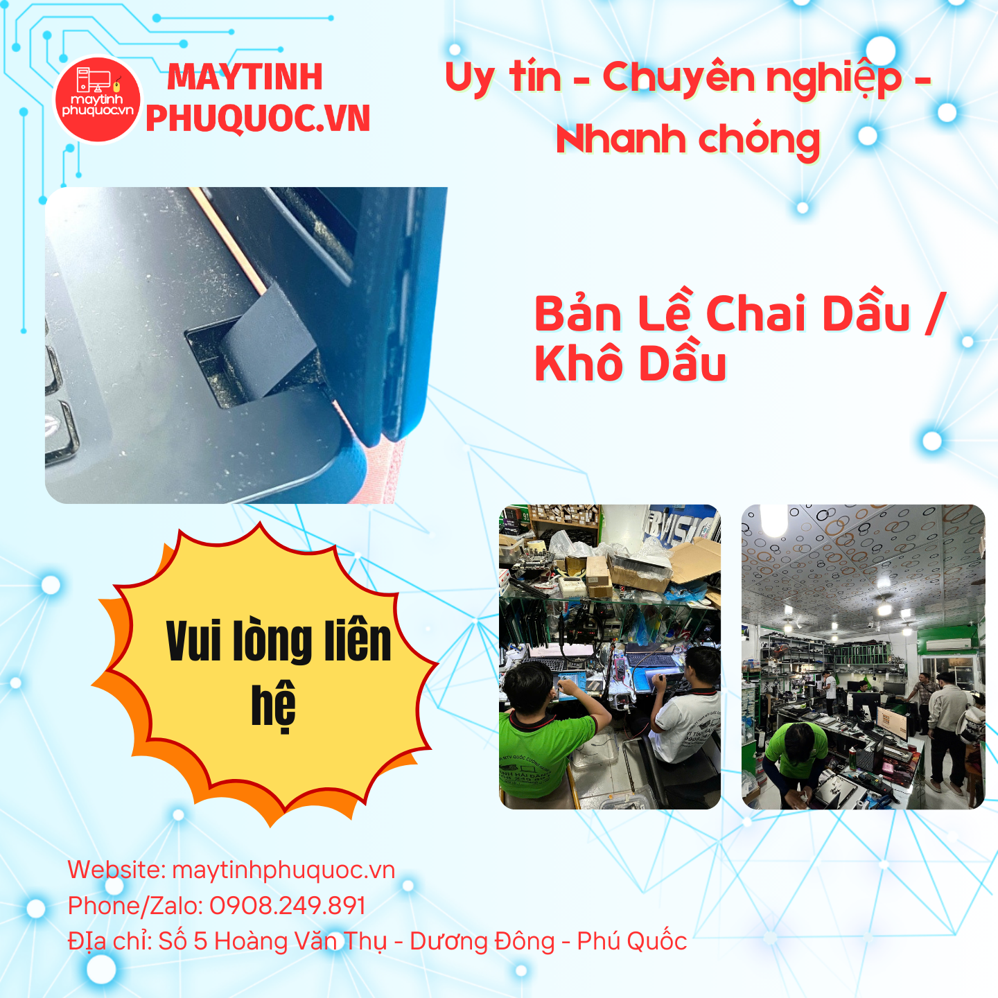 Bản Lề Chai Dầu / Khô Dầu – Dịch Vụ Sửa Chữa Phú Quốc | Máy Tính Phú Quốc | Vi Tính Hải Đăng