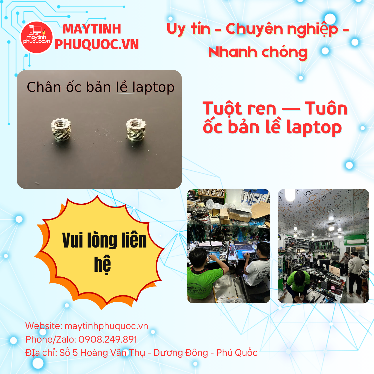 Tuột ren — Tuôn ốc bản lề laptop – Dịch Vụ Sửa Chữa Phú Quốc | Máy Tính Phú Quốc | Vi Tính Hải Đăng