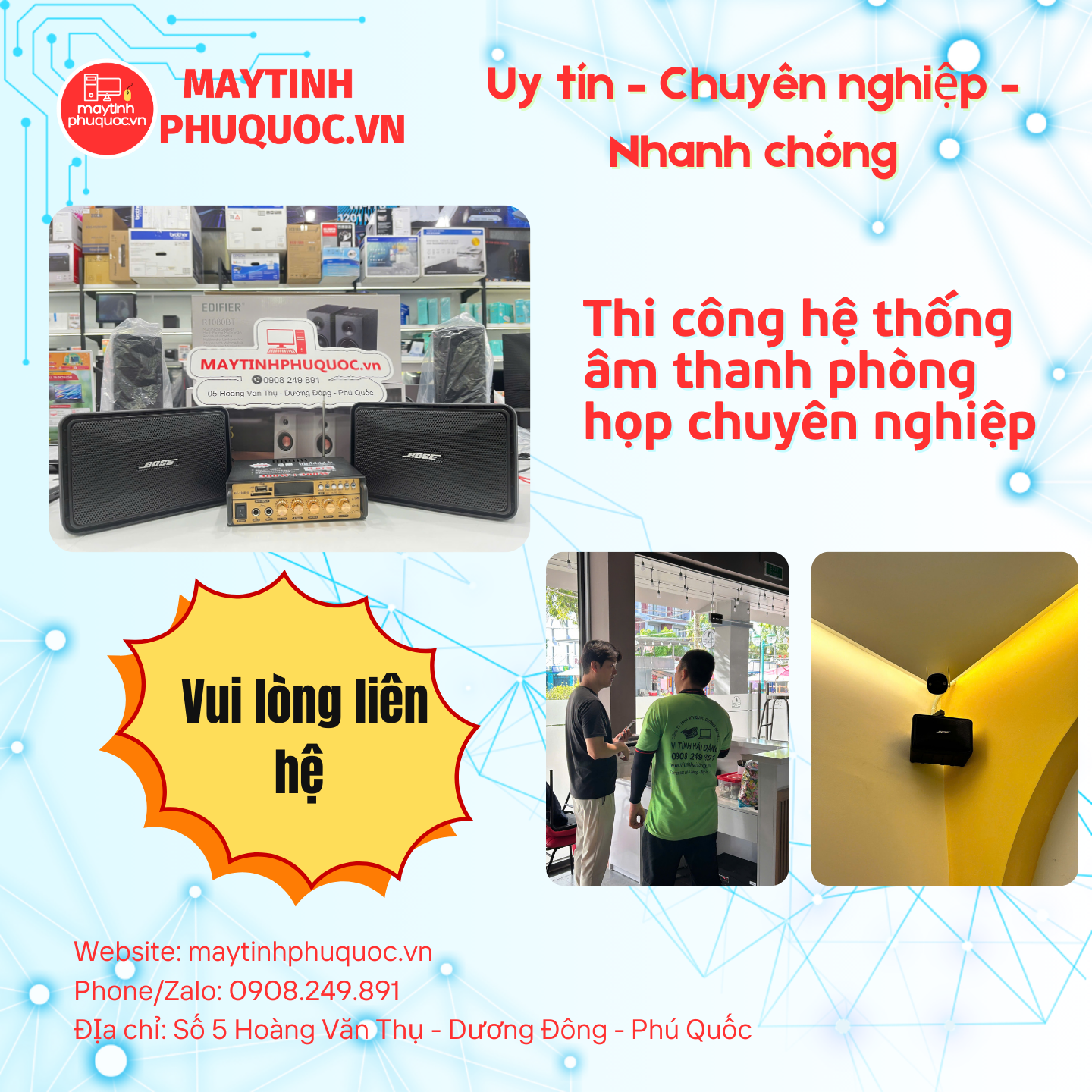 Thi công hệ thống âm thanh phòng họp chuyên nghiệp – Dịch Vụ Thi Công Lắp Đặt Phú Quốc | Máy Tính Phú Quốc | Vi Tính Hải Đăng