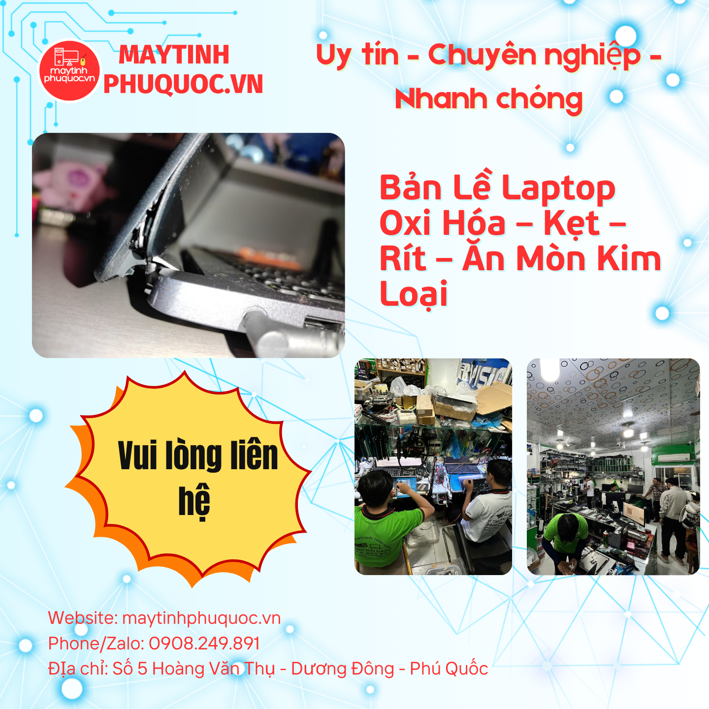 Bản Lề Laptop Oxi Hóa – Kẹt – Rít – Ăn Mòn Kim Loại – Dịch Vụ Sửa Chữa Phú Quốc | Máy Tính Phú Quốc | Vi Tính Hải Đăng