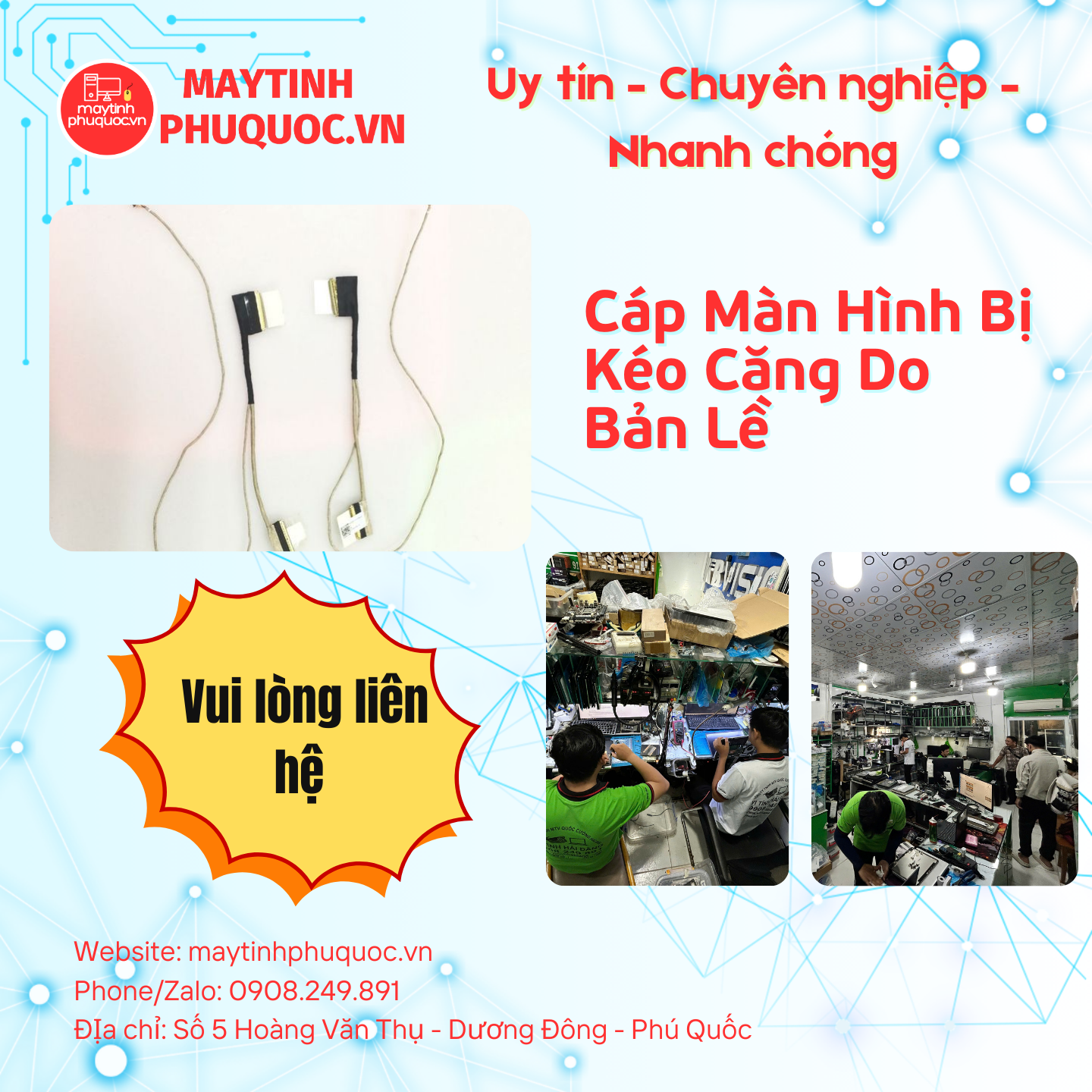 Cáp Màn Hình Bị Kéo Căng Do Bản Lề – Dịch Vụ Sửa Chữa Phú Quốc | Máy Tính Phú Quốc | Vi Tính Hải Đăng