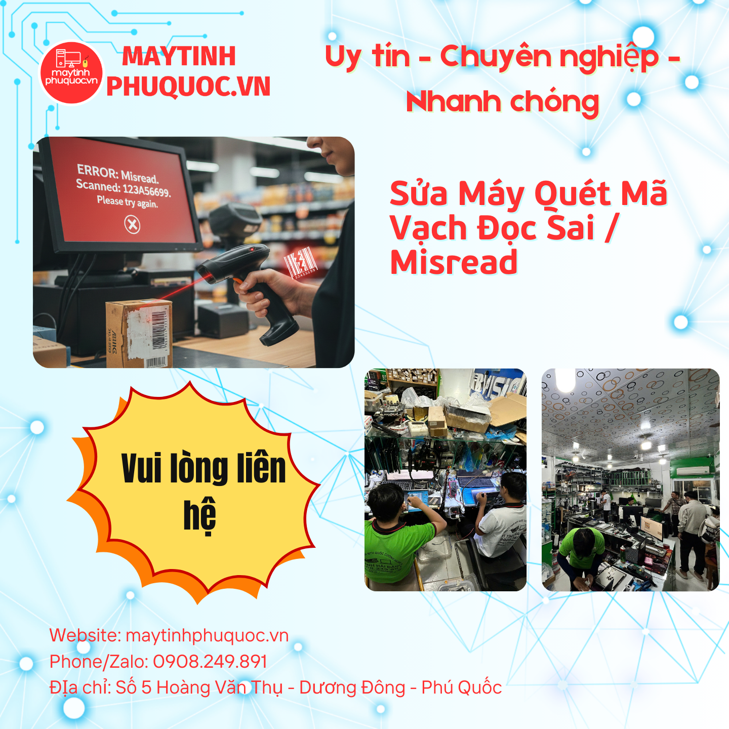 Sửa Máy Quét Mã Vạch Đọc Sai / Misread – Dịch Vụ Sửa Chữa Phú Quốc | Máy Tính Phú Quốc | Vi Tính Hải Đăng