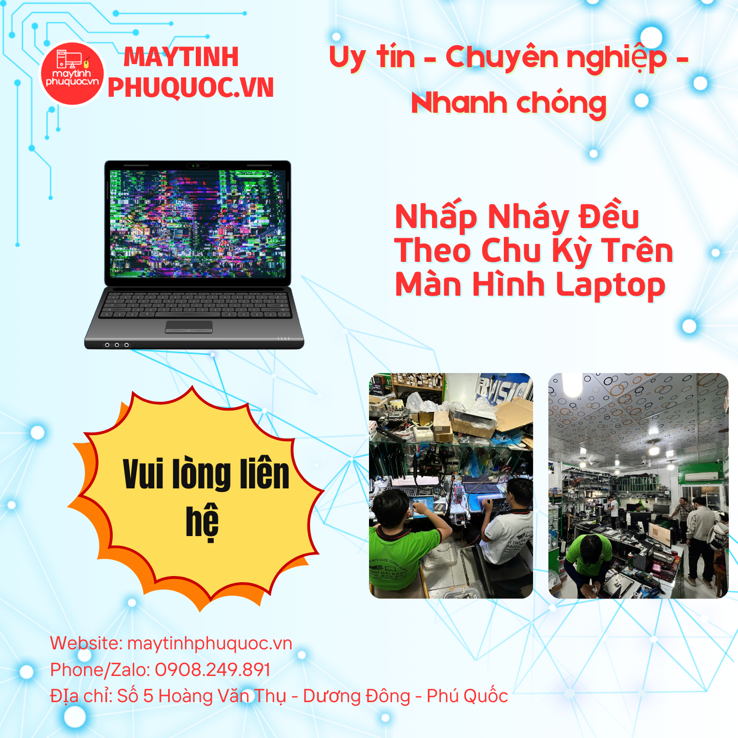 Nhấp Nháy Đều Theo Chu Kỳ Trên Màn Hình Laptop – Dịch Vụ Sửa Chữa Laptop Phú Quốc | Máy Tính Phú Quốc | Vi Tính Hải Đăng