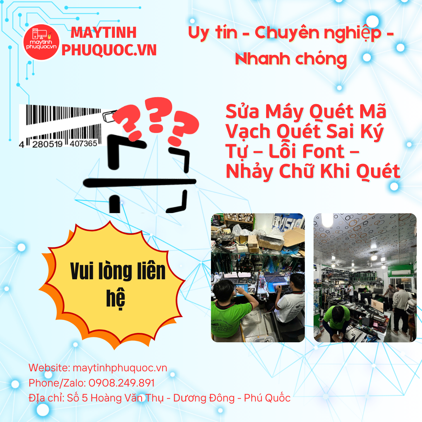 Sửa Máy Quét Mã Vạch Quét Sai Ký Tự – Lỗi Font – Nhảy Chữ Khi Quét – Dịch Vụ Sửa Chữa Phú Quốc | Máy Tính Phú Quốc | Vi Tính Hải Đăng